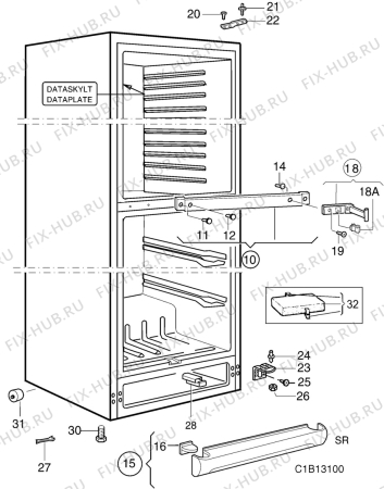 Взрыв-схема холодильника Electrolux TEG12ZEY - Схема узла C10 Cabinet